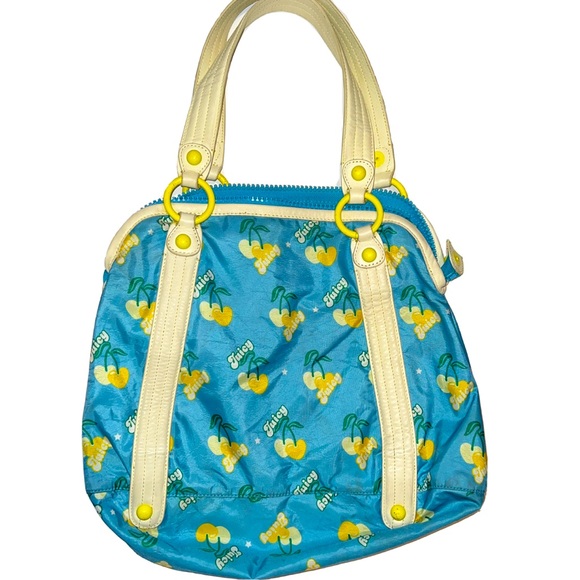 Juicy Couture Handbags - 🍒 Vintage Super Rare Juicy Couture Purse Bag Blue Cherry Print Handbag 🍒